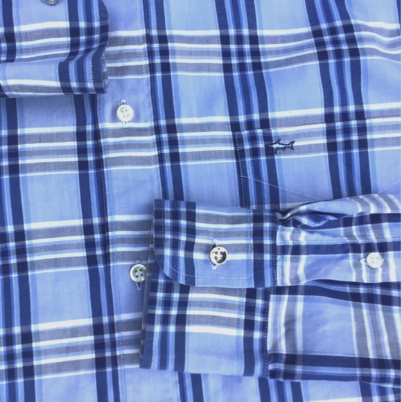 Paul & Shark Yachting blue  checkered cotton shirt Sz 40 made in Italy 🇮🇹 - Picture 8 of 11